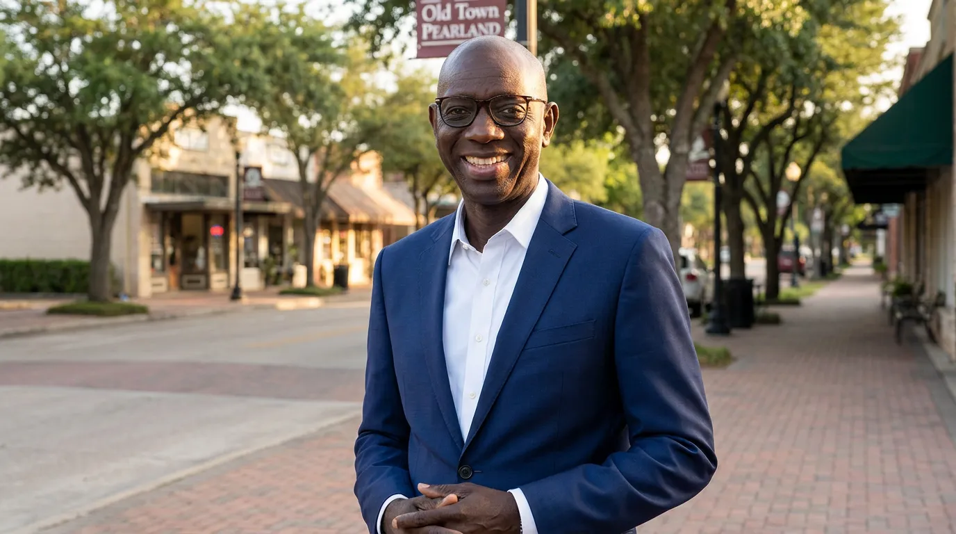Attorney Papa Dieye on the street in Old Town Pearland