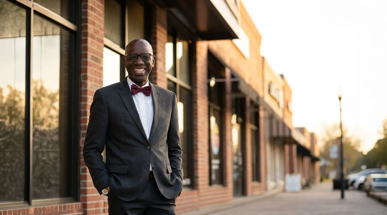 Attorney Papa Dieye outside his Pearland office
